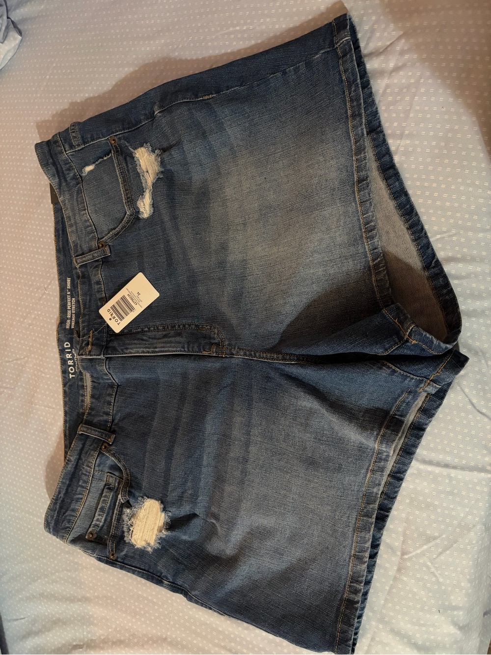torrid Faded Blue Distressed Denim Shorts